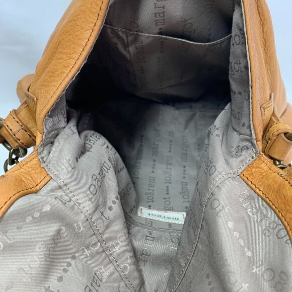 Margot Adelle Convertible Hobo Bag Light Brown Soft Genuine Leather 14"W x 12"H - Picture 7 of 12